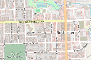 Street map of 418 Oak St, Rochester, MI 48307
