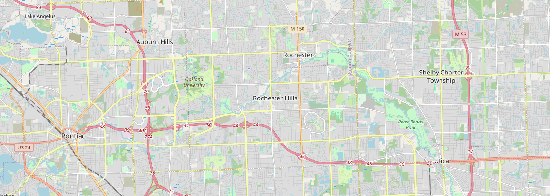 Rochester Hills, MI 48307 — street map centred on the town, which is as precisely as this parcel is located